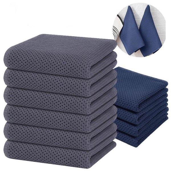 1-5pcs Cotton Waffle Weave Dish Cloths Honeycomb Kitchen Dish Rags Super Soft and Absorbent Household Cleaning Cloth Quick Drying Kitchen Towels,12x1
