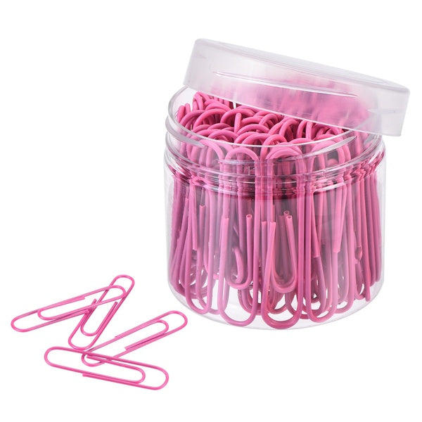 Paper Clips 2 Inch Vinyl Coated with Box for Office Home Pink Count 100