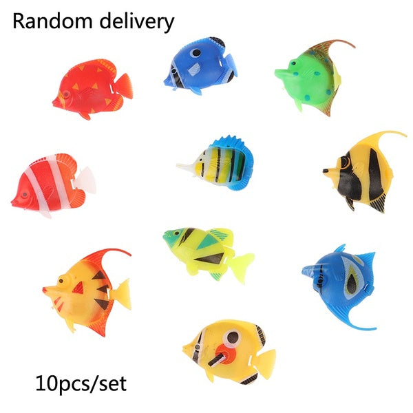 10-pcs Plastic Fake Fish Floating Artificial Fish Small Tropical Fish Simulation Vivid Landscape Aquarium Ornament Decoration