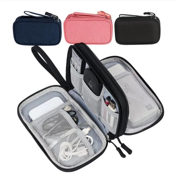 Electronic Pouch Bag Small Organizer Case Portable Travel Phone Accessories Multifunctional Storage Bag for Power Bank,Charging Cords,Chargers,Mouse,