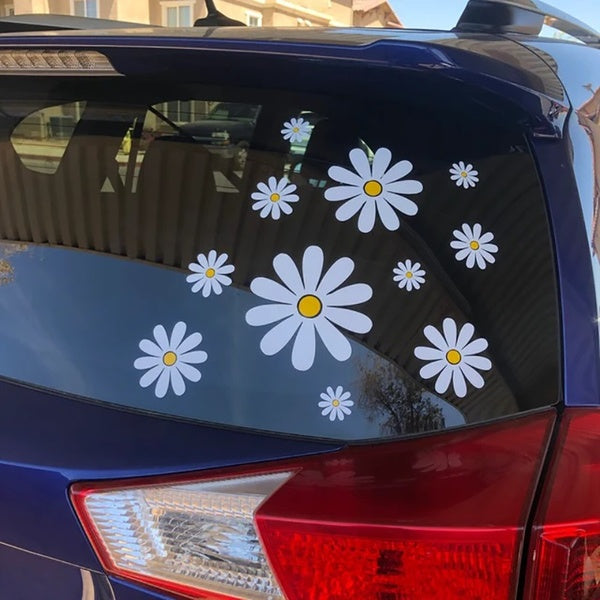 Car Styling Daisy Decal Set of 14 - Hippie Flower Car Window Decals Camper Van Flower Stickers Suv Surf Laptop Decoration