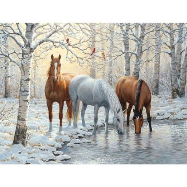 5D Diamond Painting Horse Cross Stitch Animals Mosaic Embroidery Full Set Winter Rhinestone Pictures Decoration Home