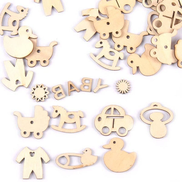 50Pcs Baby pacifiers Pattern natural wood Slices DIY Kid Painting Home Decoration Wooden Crafts Scrapbooking Handmade Ornaments MT2232