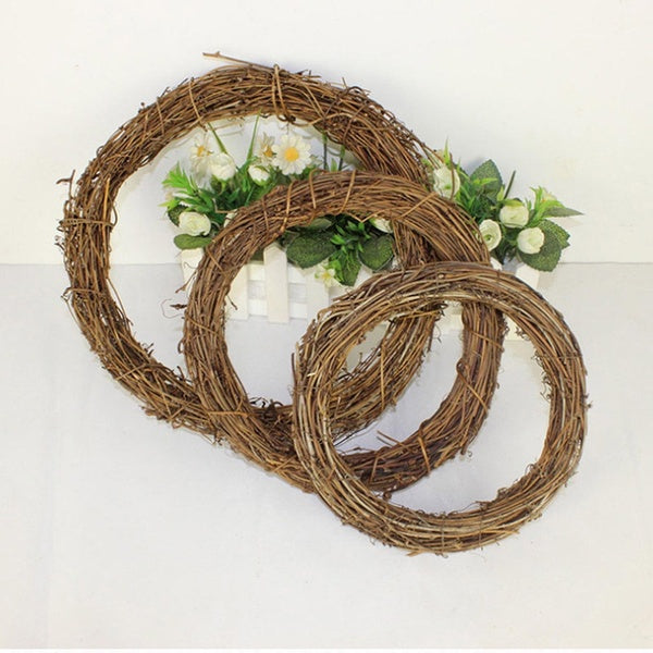 Vintage Natural Handmade Rattan Wreath 8-10-12 Cm Diameter Twig Wreath Christmas Holiday Wedding Home Wall Decoration
