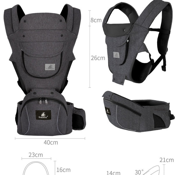 Gabesy Baby Carrier Newborn to Toddler with Hip Seat 6-in-1 Ergonomic All Positions Infant Carrier Soft Baby Holder Carrier with Hood for All Seasons