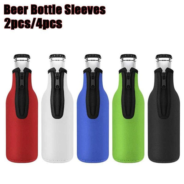 5 Colors Insulated Beer Bottle Sleeves Koozies Collapsible Neoprene Coolers Covers with Zipper