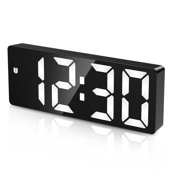 Upgraded Digital Clock, Alarm Clocks with 6.5' Large Display, Touch Snooze, USB-Battery Powered LED Desk Clock with 4 Adjustable Brightness, 12-24H,