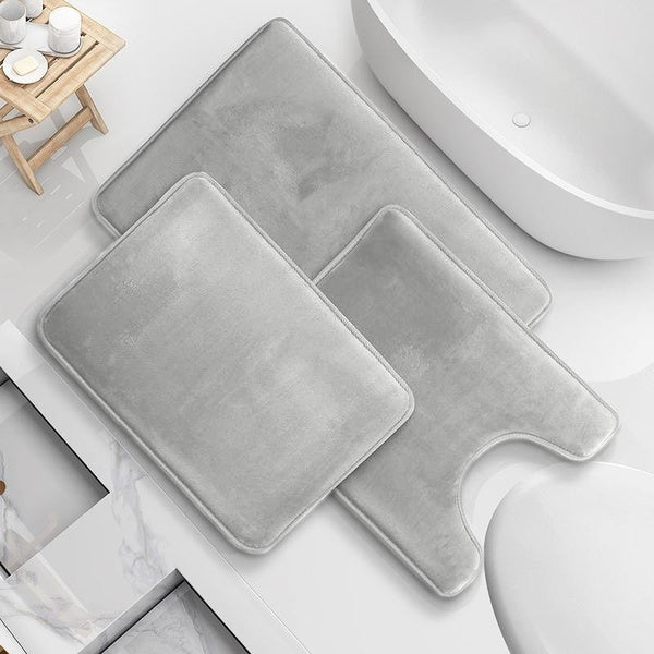 3pcs Set Bathroom Rug With Pedestal Mat Floor Bath Mat,Absorbent Memory Foam Bath Mat Machine Washable, Soft, Comfortable And Anti-fatigue For Toile