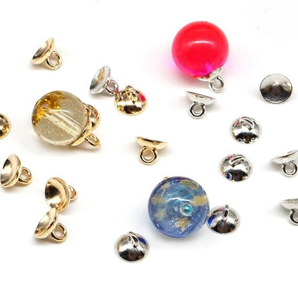 50pcs bouchons de tube de sphère, résultats de perles en boucle, bouchons de perle de caution, bouchons de perle en laiton, tasse pour moules en rési