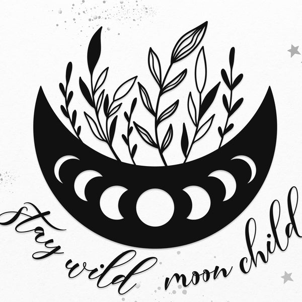 2Pack Stay Wild Moon Child Crescent Moon Witchy Vinyl Sticker Decal