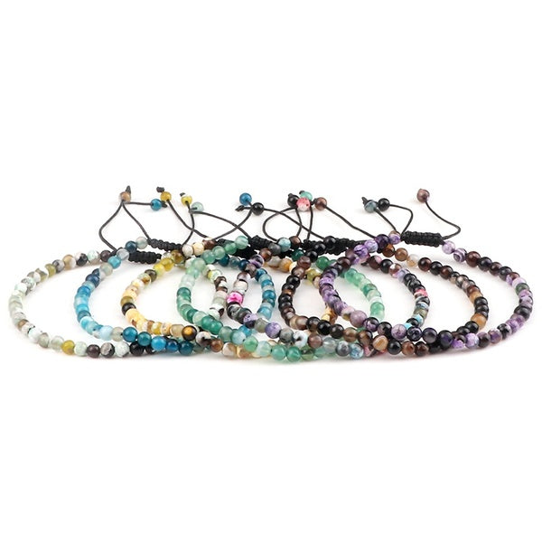 Charm 4mm Natural Onyx Stone Adjustable & Elasticity Women men Bracelets Agates Chakra Beads Yoga Bracelet Jewelry For Best Friend Gift