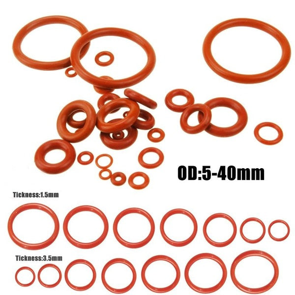 25-50pcs OD 5-40mm Wire Dia 1.5mm-3.5mm Silicon Rubber O-Rings Seals Washers Gasket Food Grade