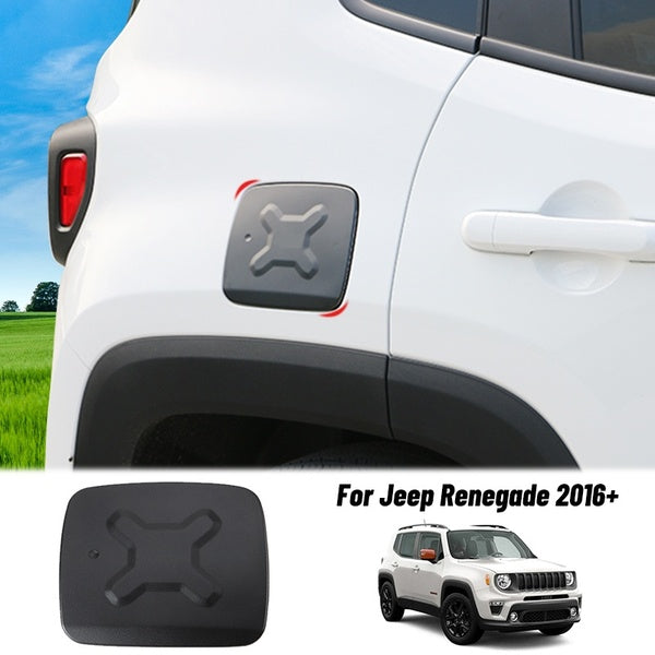 1X Black Fuel Tank Door Cap Car Exterior Fuel Tank Sticker Gas Filler Door Cover Aluminum Alloy for Jeep Renedage 2016 Up Car Styling