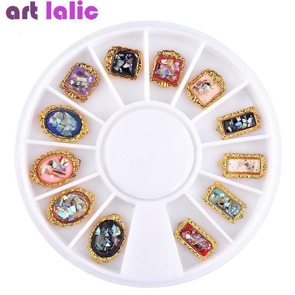 1 Wheel Flatback Alloy Nail Jewelry Nail Gems with Cellophane Nail Art Decoraiton