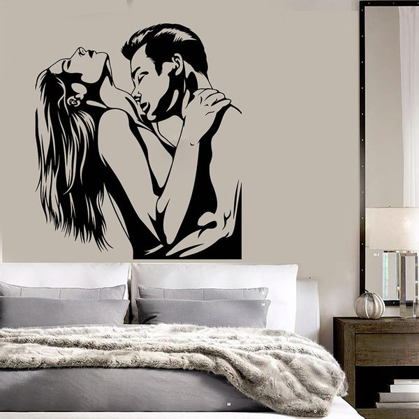 Loving Couple Love Romance Art Bedroom Wall Stickers for Master Bedroom Home Decoration Man Woman Embrace Silhouette Decals
