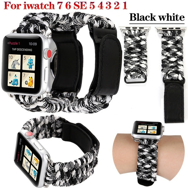 Outdoor sports Nylon Rope strap for iWatch series 7 SE 6 5 4 3 2 1 bracelet for apple Watch band 41mm 45mm 44mm 40mm 42mm 38mm smartwatch accessories