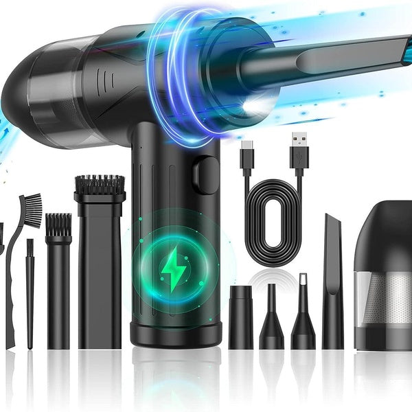 Compressed-Air-Duster-Air-Blower- 110000RPM Air Duster & Vacuum Cleaner 2 in 1- Keyboard Cleaner - no Canned air Dusters- Electric Air Duster - Repla