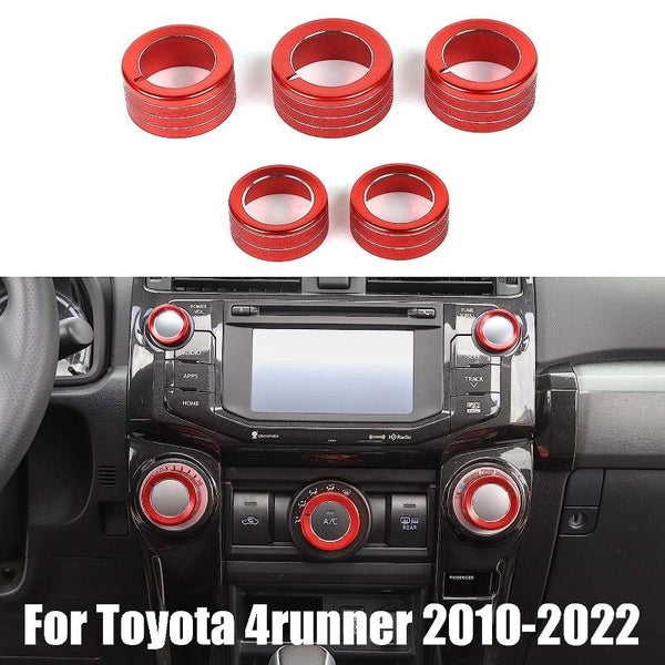 5PCS Center Console Switch Knob Radio AC Knobs Air Conditioner Switch Button Cover Trim for Toyota 4runner 2010-2022