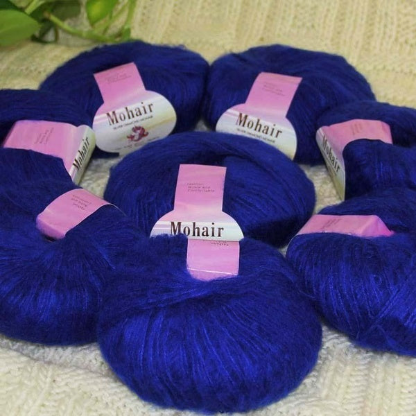Sale New 8Balls x 25gr Yarn For Knitting Mohair Wool Soft Yarn Fingering Baby Crochet Yarn Threads Crochet #38 RoyalBlue Luxurious Scarves Wrap Shawl