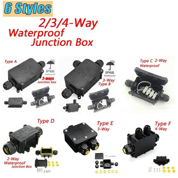 6 Styles IP66 Waterproof Junction Box UV Sunproof Outdoor Multiple ways Plastic Electrical Junction Box Case Cable Wire Connector Protect