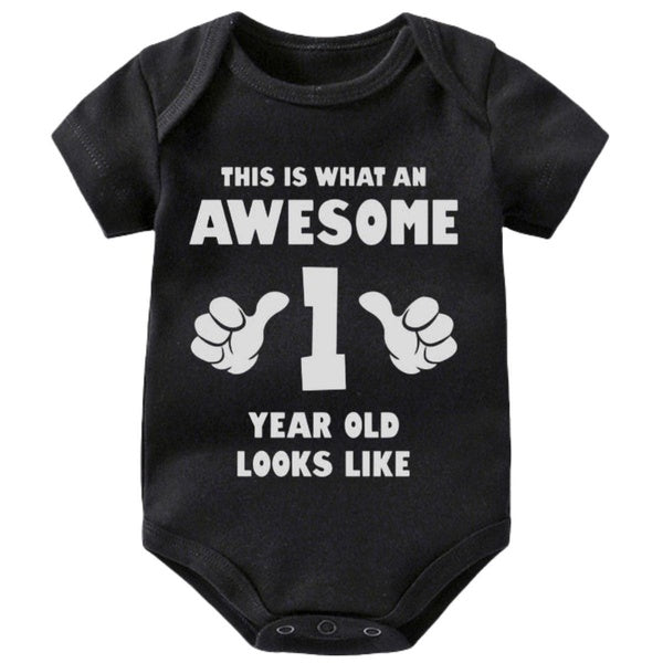 1st Birthday Outfit,This Is What An Awesome 1 Year Old Looks Like Baby Onesies,Short Sleeve Baby Jumpsuit Romper,Cute Babygrow Vest,Creeper Infant On