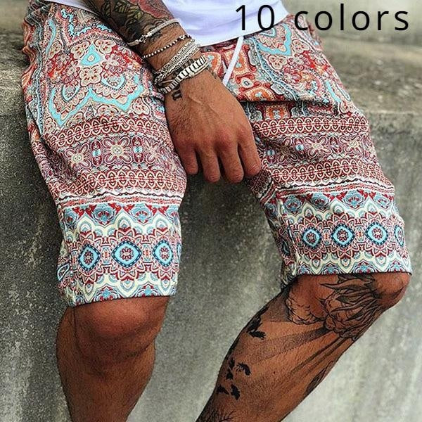 Europe and The United States Youth Men's Casual Mid-waist Printed Beach Shorts Five Pants Vacation Loose Shorts