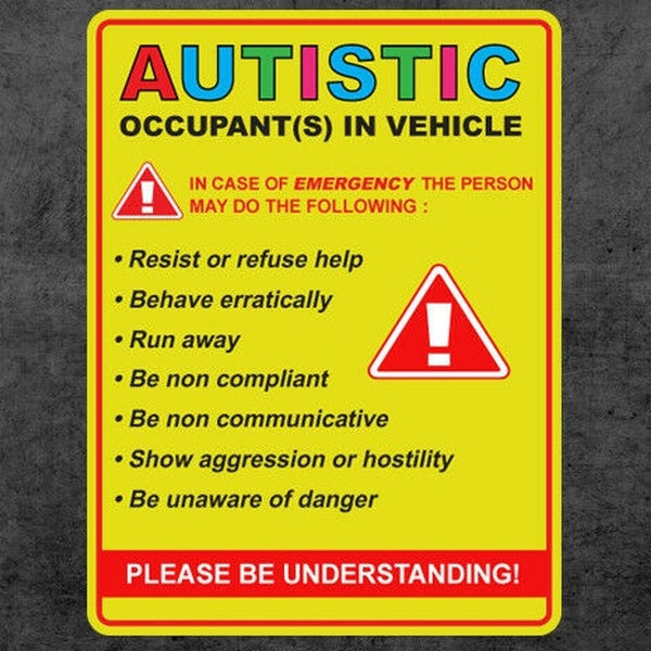 Autistic occupant in vehicle sticker decal autism awareness car truck window