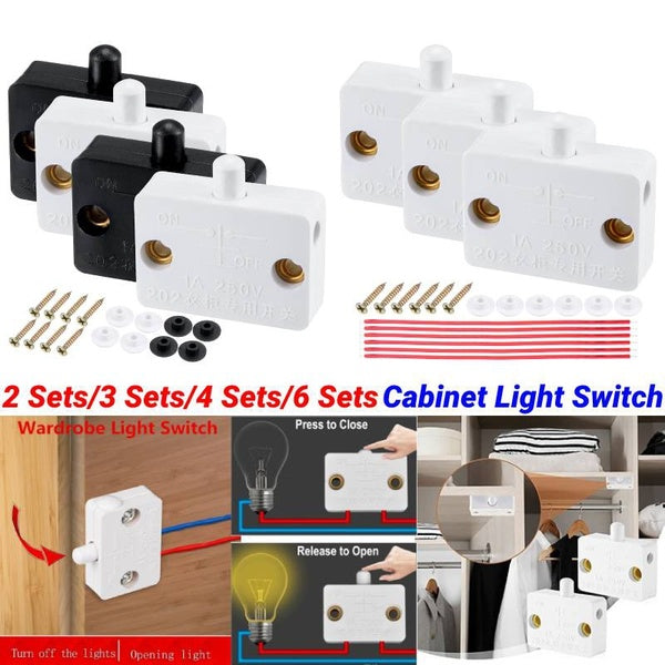 2 Sets-3 Sets-4 Sets-6 Sets Cabinet Lamp Switch Automatic Reset Switch Closet Cabinet Light Switch Household Cabinet Door Control Switch Wardrobe Lig