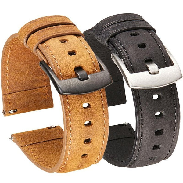 Quick Release Leather Watch Band Top Grain Leather Watch Strap 20mm 22mm Watchband with Stainless Steel Buckle