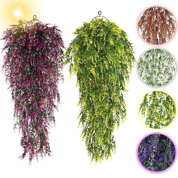 1-8Bundles Artificial Lavender Hanging Flowers Outdoor Fake Flowers For Decoration UV Resistant No Fade Faux Plastic Plants Garden Porch Window Plant