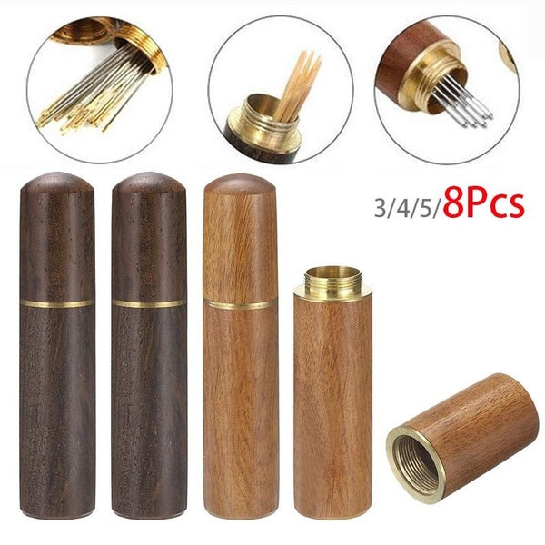 0.7" OD Wooden Sewing Needle Holder Storage Box 3-4-5-8Pcs Toothpick Tube Box Multifunctional Sewing Supplies Storage Wooden Box without Needles