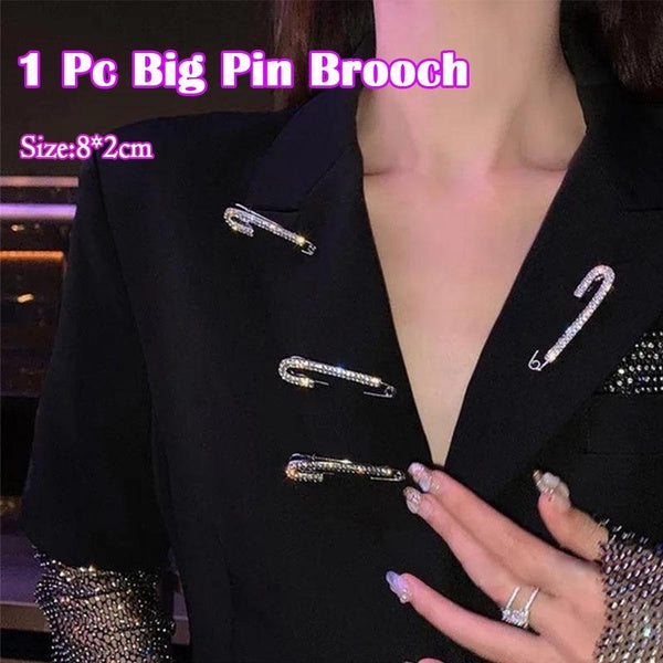 1Pc Big Pin Brooch Fixed Clothes Anti-empty Pin Buckle Women Luxury Simple Sweater Cardigan Brooch Temperament High-end Corsage Brooch