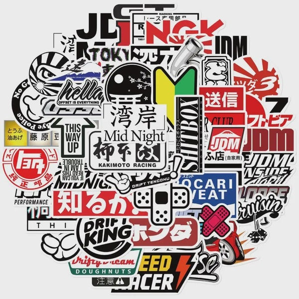10-50pcs Japanese jdm Stickers jdm Graffiti Stickers for DIY Luggage Laptop Skateboard Motorcycle Bicycle Stickers