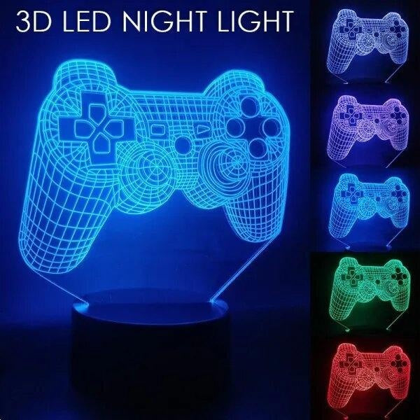 3D Night Lamp Color Changing Game Console Icon Logo Touch Sensor Light on the table Gaming Room Desk Setup Light for Kids
