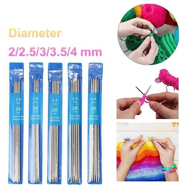 20cm Straight Knitting Needles Stainless Steel Crochet Hook DIY Sweater Weave Knitting Tools Size 2-4mm