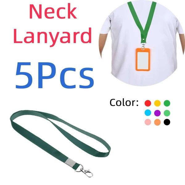 Lot de 5 cordons de cou colorés pour badges d'affaires, clés avec clip en métal, cordon pour badges, cartes d'identité, clés, téléphones portables