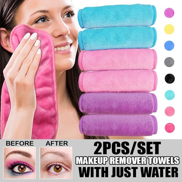 2Pcs-Set Makeup Eraser Cloth to Removal Makeup by Water Makeup Removal Cleaning Cloth Washable and Reusable Makeup Wipes Pad Makeup Remover Face Wash