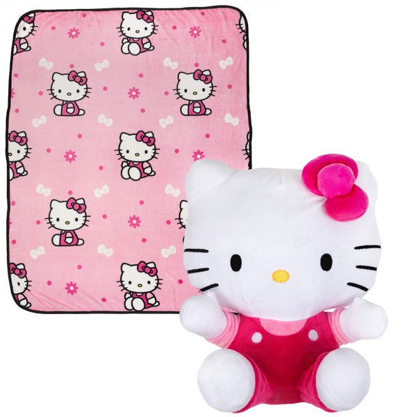 Hello Kitty Sanrio Throw Blanket with Mini Pillow