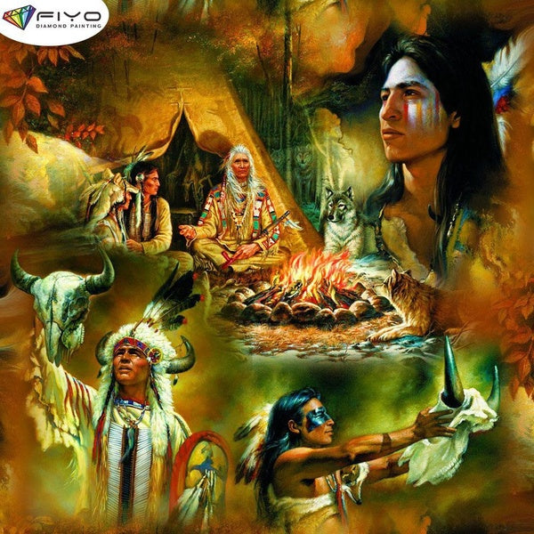 FIYO Aboriginal DIY 5D Diamond Painting Full Drill with Number Kits Home and Kitchen Fashion Mosaic Diamond Painting Canvas Wall Decoration Gift Craf