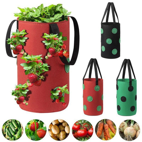 13 Holes Planter Grow Bag Strawberry Planting Pouch Vertical Garden Pots Felt Fabric Grow Pot Garden 3 Gallons Hanging Flower Plant Bag