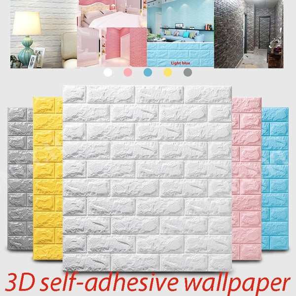 3D Wall Sticker TV Background Brick Pattern Living Room Bedroom Wall Decoration DIY Self-adhesive Waterproof Wall Sticker Wallpaper
