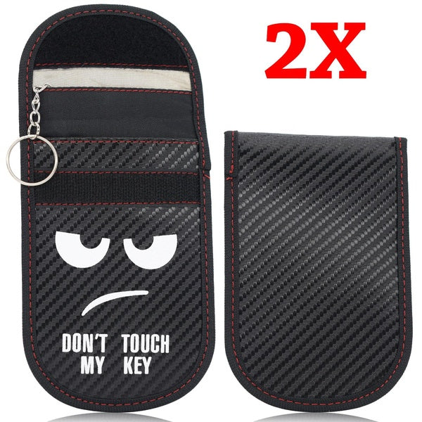 2x Universal 14.5X9.5cm Key Signal Blocker Case Protector RFID Blocking Faraday Cage Bag Pouch Fob Cover Keyless Carbon Fiber Cartoon Anti-theft Anti