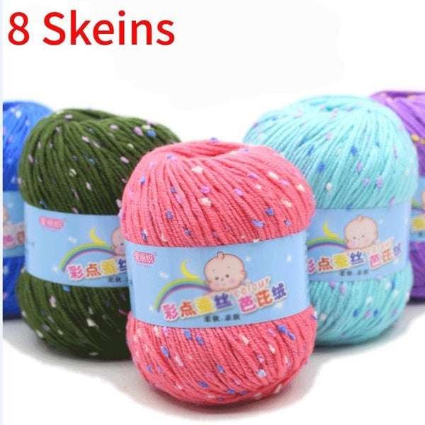 8 Skeins Cotton Cashmere Yarn for Hand Knitting Crochet Worsted Wool Thread for Knitting Colorful Eco-dyed Needlework
