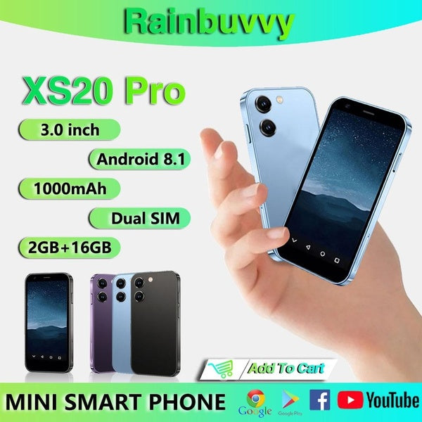 Téléphone portable Rainbuvvy XS20 Pro 3G 3,0 pouces Android 8.1 RAM 2 Go ROM 16 Go double carte SIM 1000 mAh Double SIM petit smartphone