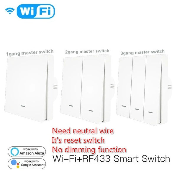 Moes WiFi interrupteur mural intelligent RF433 émetteur de bouton poussoir vie intelligente Tuya App télécommande fonctionne avec Alexa Google Home