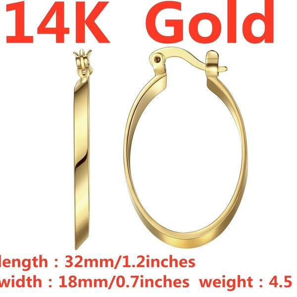 Boucles d'oreilles pendantes en or jaune massif 14K, cadeau de bijoux pour femmes, longueur environ 32 mm, largeur environ 18 mm