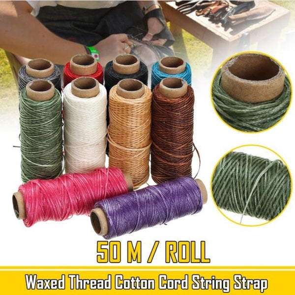 50m-roll 150D 0.8mm Waxed Thread Cotton Cord String Strap Hand Stitching Thread for Leather Handicraft Tool Material Diy Accessories Household Suppli