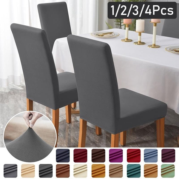 4-3-2-1Pcs Elastic Solid Color Chair Cover Home Spandex Stretch Slipcovers Chair Seat Covers for Kitchen Dining Room Wedding Banquet Home