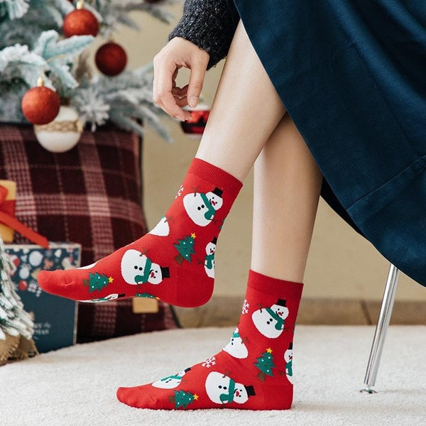 1Pair Christmas Socks for Women Funny Santa Claus Christmas Tree Snowman Socks Cartoon Animal Cute Christmas Gift Socks