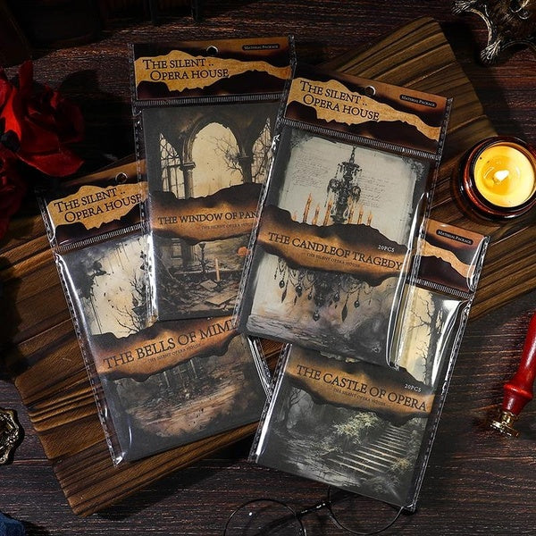 20Pcs Halloween Vintage Dark Series Decoration Material Paper Perfect for Journal Collage Scrapbooking DIY Stationery